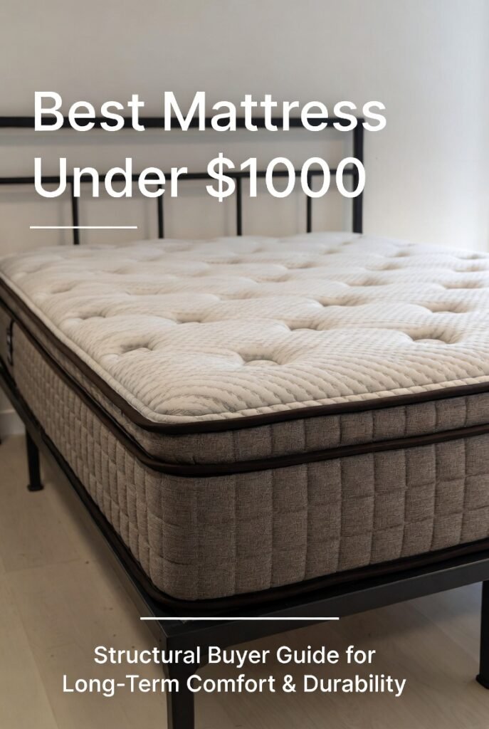 Best Mattress Under $1000 — Structural Buyer Guide for Long-Term Comfort & Durability The Reliability Principle — Why Engineered Simplicity Still Wins Ironically, some of the longest-lasting mattresses at this price avoid excessive complexity. When overwhelmed by options, the safer decision often favors: disciplined layering transparent material specs balanced firmness restrained feature sets Complexity can impress early. Engineering survives longer. Reliability rarely attracts attention — until it quietly outperforms flashier competitors years later. Materials That Truly Justify the Price Material execution becomes the defining separator here. Advanced Memory Foam Systems Higher-density layers allow softness without instability. Instead of feeling engulfing, foam becomes adaptive — distributing weight while preserving alignment. Premium Hybrid Architectures Often the strongest performers overall. With improved coil geometry and more resilient comfort foams, hybrids begin to deliver the elusive balance between responsiveness and pressure relief. At this level: Foam feels controlled. Hybrids feel deliberate. Thickness Finally Reflects Engineering — Not Theater Below $1,000, height can sometimes disguise weak construction. Under $1,500, it typically reflects legitimate structural layering. The sweet spot often falls between 12 and 14 inches, where pressure relief can deepen without destabilizing support. Still, discipline matters. Height should reinforce structure — not camouflage softness. Firmness Expands Without Sacrificing Longevity Choice widens meaningfully. Side sleepers gain access to deeper cushioning. Combination sleepers benefit from improved responsiveness. Even softer profiles become viable — when anchored by strong support systems. Guidance remains consistent: Back sleepers → medium-firm Side sleepers → medium to medium-soft Stomach sleepers → firm The safest long-term strategy remains unchanged: alignment first, indulgence second. Comfort adapts. Spines remember. Cooling Improves — Mostly Through Better Airflow Expect benefits from: more breathable foams upgraded fabrics enhanced coil ventilation This still isn’t true active cooling. But for most sleepers, heat retention becomes a background concern rather than a nightly disruption. Marketing tends to dramatize cooling. Physics tends to moderate it. $1,500 vs $2,000 — The Upgrade Many Buyers Misread The psychological jump feels large. The structural jump is selective. Above $1,800–$2,000 you begin encountering: genuine luxury materials thicker latex builds advanced zoning heavier coil grids longer durability curves Understanding this boundary prevents price drift, where buyers climb upward without a clear engineering reason. For many sleepers, the difference between excellent and luxurious is smaller than expected. Longevity — How Premium Mattresses Actually Age For average sleepers: Years 1–4: Consistent comfort Years 6–7: Gradual, even softening Years 10–12: Noticeable wear — rarely abrupt Compared to lower tiers, degradation tends to feel progressive rather than sudden. This is where mattresses begin behaving less like consumer goods… …and more like long-term household equipment. The Premium Buyer Trap At this price, the biggest risk isn’t buying too cheap. It is buying almost luxury. Many mattresses near $1,500: sound elevated photograph beautifully add features with minimal sleep impact Premium sleep comes from engineering balance — not feature count. The smartest buyers focus on structural fundamentals rather than narrative polish. Who $1,500 Is Truly Ideal For Perfect if you: ✅ want near-luxury durability ✅ share a bed ✅ prefer refined comfort ✅ expect a decade of performance Less ideal if you: ❌ demand handcrafted builds ❌ want fully natural materials ❌ prioritize hotel-level plushness No mattress escapes physics. Better engineering simply delays its effects. Common Mistakes at the Upper-Mid Tier Even disciplined buyers stumble: paying for branding instead of materials chasing extreme softness assuming higher price guarantees perfection ignoring sleeper weight Premium pricing reduces risk. It does not remove it. Bottom Line The best mattress under $1,500 delivers meaningful comfort refinement, stronger materials, and a durability curve that finally feels long-term — without drifting into unnecessary luxury. For many households, this is where mattress shopping stops being a compromise and starts becoming a confident investment. Spend thoughtfully here, and higher price brackets often feel optional rather than essential. Not because better mattresses don’t exist… …but because the engineering is finally strong enough to last.